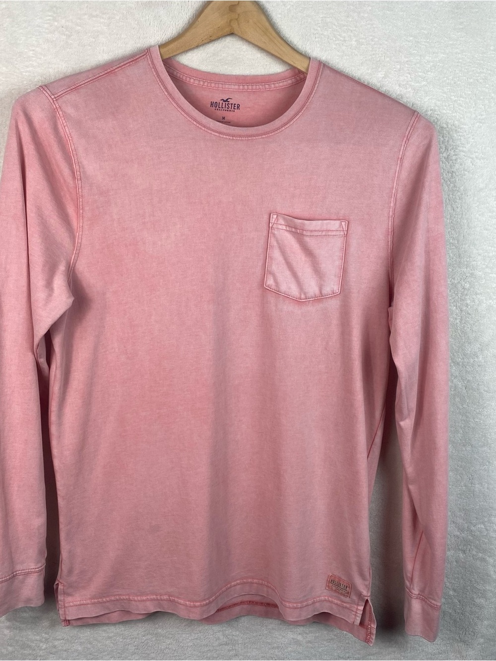Hollister Mens M Pink/Peach Long Sleeve T-Shirt Soft Cotton Blend Preppy